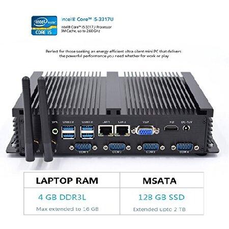 【並行輸入品】 IDEARACE Powerful Fanless Mini PC， Intel i5 2 Cores CPU Industrial Desktop Computer， 8GB RAM+128GB SSD， 4xCOM RS232， 4xUSB 3.0，