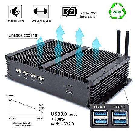 【並行輸入品】 IDEARACE Powerful Fanless Mini PC， Intel i5 2 Cores CPU Industrial Desktop Computer， 8GB RAM+128GB SSD， 4xCOM RS232， 4xUSB 3.0，