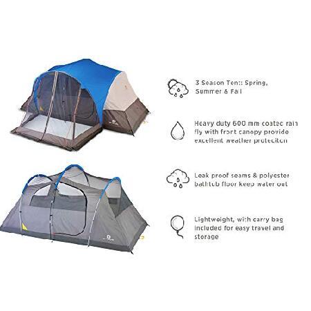 【並行輸入品】 Outbound 8 Person 3 Season Lightweight Easy-Up Dome Camping Tent with Room Divider, Heavy Duty 600mm Coated Rainfly and Screened-in_1