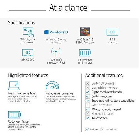 【並行輸入品】 HP 15-inch Touchscreen Laptop, AMD Ryzen 3 3250U, 8 GB RAM, 256 GB SSD, Windows 11 Home in S Mode (15-ef1020nr, Natural Silver)の画像