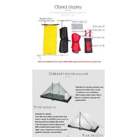 【並行輸入品】 3F UL GEAR lanshan 2 Tent 2 Person Oudoor Ultralight Camping Tent 3 Season Professional 15D Silnylon Rodless Tent 4 Season (2P Gray 3_3