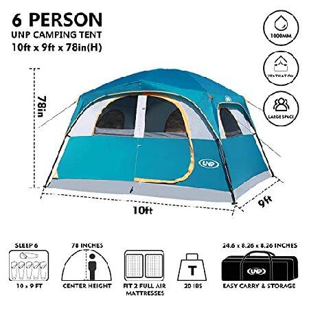 【並行輸入品】 UNP Tents 6人用 防水 防風 簡単設置 二層 ファミリーキャンプテント メッシュドア1つ 大型メッシュ窓5つ - 10フィート x 9フィート x 78インチ_1