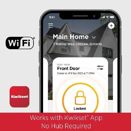 【並行輸入品】 Kwikset Halo Touch Contemporary Square Wi-Fi Fingerprint Smart Lock No Hub Required Featuring SmartKey Security in Satin Nickel (99590-_3