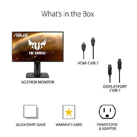ラッピング無料！返品も保証 ASUS TUF Gaming VG259QR 24.5” Gaming Monitor-1080P Full HD， 165Hz (Supports 144Hz)， Extreme Low Motion Blur， G-SYNC Compatible ready， Eye Care， Displ