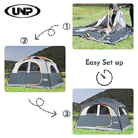 【並行輸入品】 UNP テント 6人用 防水 防風 簡単設営 ダブルレイヤー ファミリーキャンプテント メッシュドア1つ＆大型メッシュウィンドウ5つ付き -_3