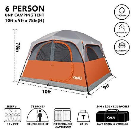【並行輸入品】 UNP Tents 6人用 防水 防風 簡単設営 二層 ファミリーキャンプテント メッシュドア1個＆大型メッシュウィンドウ5個付き_1