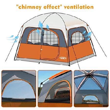 【並行輸入品】 UNP Tents 6人用 防水 防風 簡単設営 二層 ファミリーキャンプテント メッシュドア1個＆大型メッシュウィンドウ5個付き_2