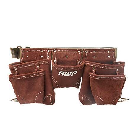 【並行輸入品】 AWP Suede Leather General Construction Tool Pouch Apron | 11-Pocket Tool Organization Work Belt | Brown | Fits Up to 50" Waist Size_1