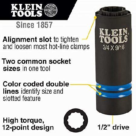 買い方 Klein Tools 66031 3イン1 スロットインパクトソケット 12ポイントディープソケット 同軸スプリング搭載 3/4および9/16インチ六角サイズ 1/2インチドライブ
