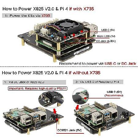 並行輸入品】 Geekworm Raspberry Pi 4 SATA X825 V2.0 Model B 2.5