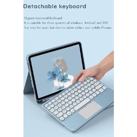 【並行輸入品】 HENGHUI iPad Air 5th Gen 2022 / 4th Generation Keyboard Case with Touchpad Cute Round Key Color Keyboard Air 5 4 10.9 inch Detachable_2