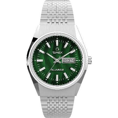 【並行輸入品】 Timex 38 mm Q Timex Reissueファルコンアイ ステンレススチールブレスレットウォッチ シルバー/グリーン/シルバー ワンサイズ
