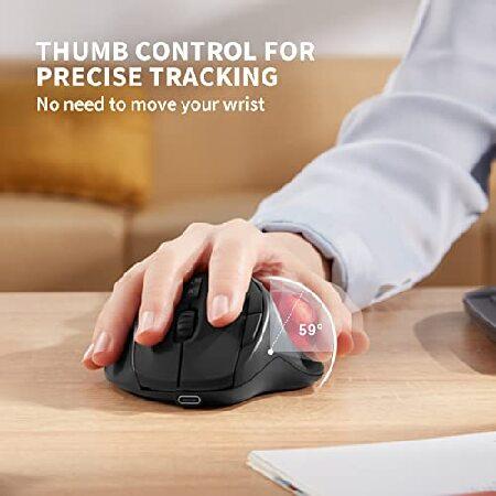 2.4G+Dual Bluetooth Wireless Trackball Mouse, KKUOD 3-Device Connection Ergonomic Mouse, Rechargeable Ergo Mouse with USB-C Port and 3 DPI, Thumb-Oper｜inter-trade｜03
