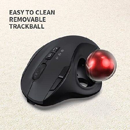 2.4G+Dual Bluetooth Wireless Trackball Mouse, KKUOD 3-Device Connection Ergonomic Mouse, Rechargeable Ergo Mouse with USB-C Port and 3 DPI, Thumb-Oper｜inter-trade｜04
