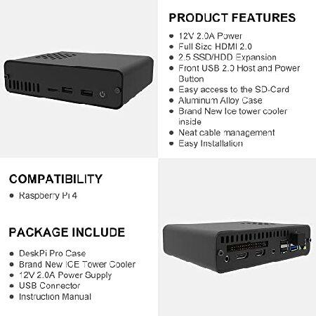 【並行輸入品】 GeeekPi DeskPi Pro V2 2.5'' SATA HDD/SSD NAS Storage Kit， Raspberry Pi Set-Top Box with ICE Tower Cooler ＆ Power Supply for Raspberry_3