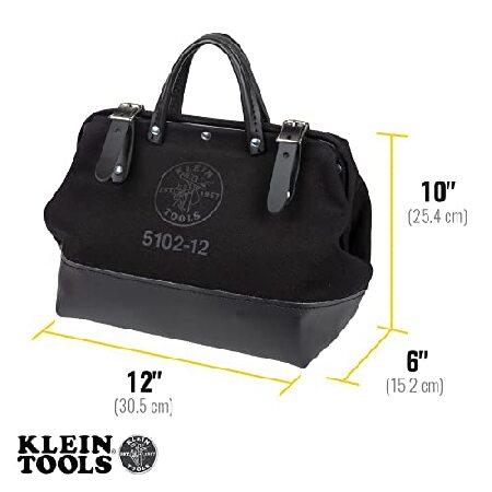 【並行輸入品】 Heavy Duty Black Canvas Tool Bag, Tool Tote, Multi-Purpose Bag with Wide Hinged Opening and Leather Handles, 12-Inch Klein Toolsの画像
