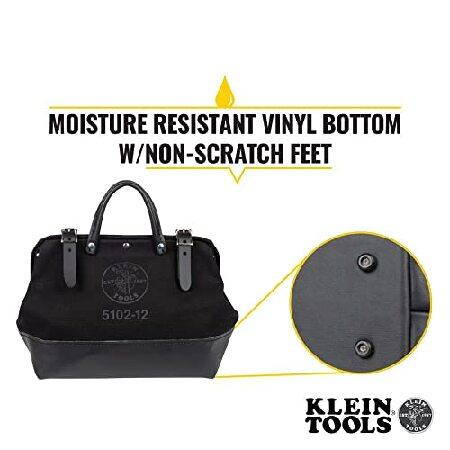 【並行輸入品】 Heavy Duty Black Canvas Tool Bag, Tool Tote, Multi-Purpose Bag with Wide Hinged Opening and Leather Handles, 12-Inch Klein Toolsの画像