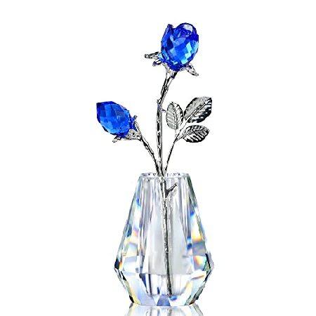 並行輸入品】 H＆D HYALINE ＆ DORA ブルークリスタルローズ 花瓶入り