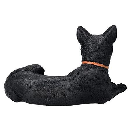 【並行輸入品】 Pacific Giftware リアルな黒猫 寝そべり彫刻 三日月とウィッカチャーム付き 高さ7インチ_2