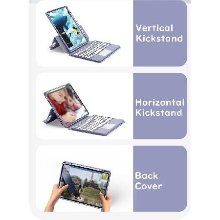 【安心発送】 マグネット式ケース iPad 9.7インチ iPad 第5世代/iPad 第6世代(2017/2018) Pro 9.7 縦型キーボードケース タッチパッド付き かわいいカラーキーボード クリアバ