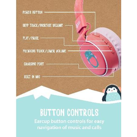 Planet Buddies Bluetooth Headphones for Kids | Foldable Wireless Kids Headphones | Cute Penguin On-Ear Kids Headset with Microphone for Tablets and Ph｜inter-trade｜05