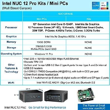 【訳あり品】 Intel NUC 12 Pro Wall Street Canyon NUC12WSHi5 Mini PC， 12TH GEN Intel Core i5-1240P， 12-Cores， 12MB Intel Smart Cache， Upto 4.4 GHz Turbo， Intel Iris 【RIZ1323647574】(46860円)