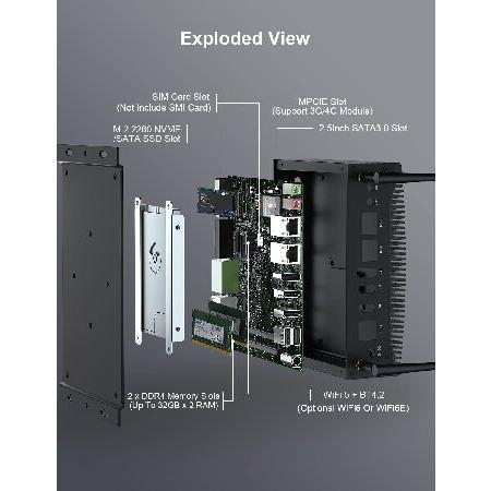 【並行輸入品】 Baieyu Mini PC Fanless， 8GB RAM 256GB SSD Mini Computer， Core i5 8260U Windows 11 Pro Industrial PC， Support 2.5-Inch SSD/HDD， 2 HD，_3
