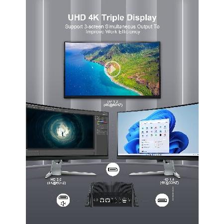 【並行輸入品】 Baieyu Mini PC Fanless， 8GB RAM 256GB SSD Mini Computer， Core i5 8260U Windows 11 Pro Industrial PC， Support 2.5-Inch SSD/HDD， 2 HD，_4