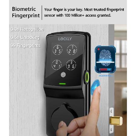 【並行輸入品】 Lockly Secure Plus， Keyless Entry Door Lock， Smart Locks for Front Door， Smart Lock Deadbolt， PIN Genie(R) Keypad， 3D Biometric Fingerp_1