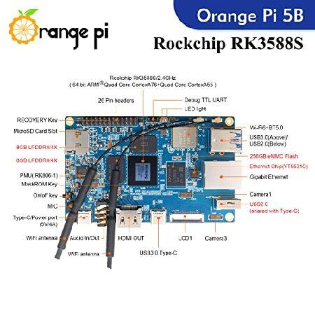 【並行輸入品】 Orange Pi 5B 16GB Rockchip RK3588S 256GB eMMC 8コア 64 ビット WiFi6、BT5.0の画像
