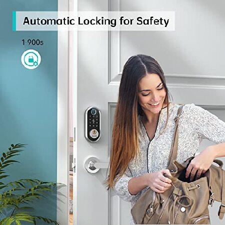 Fingerprint Door Lock Set, Hornbill Keypad Door Lock with 2 Lever Handles, Electronic Keypad Deadbolt for Home Bedroom Apartment, Alexa Bluetooth APP｜inter-trade｜04