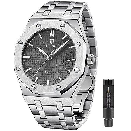 並行輸入品】 Tiong Grey メンズ 腕時計 3ポインター ステンレス