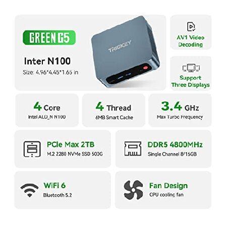 TRIGKEY Dual LAN Mini PC W11 Pro, New 12th Generation Intel N100(4C, 4T) 8G DDR4 500G PCIE1 SSD G5 Mini Computers, 4K@60Hz HDMI,Dual RJ45, Wi-Fi 6, BT｜inter-trade｜06