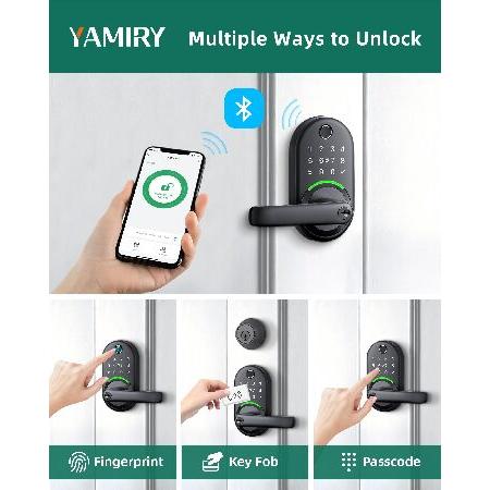 【並行輸入品】 Smart Door Handle Lock with Keypad：Yamiry Fingerprint Lock - Keyless Entry Door Lock for Front Door - Digital Door Lock - WiFi Door Lo_1