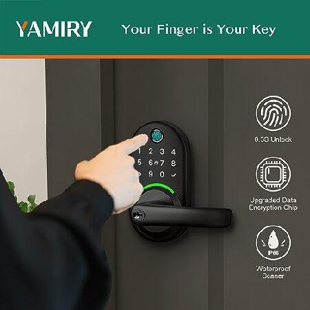 【並行輸入品】 Smart Door Handle Lock with Keypad：Yamiry Fingerprint Lock - Keyless Entry Door Lock for Front Door - Digital Door Lock - WiFi Door Lo_2