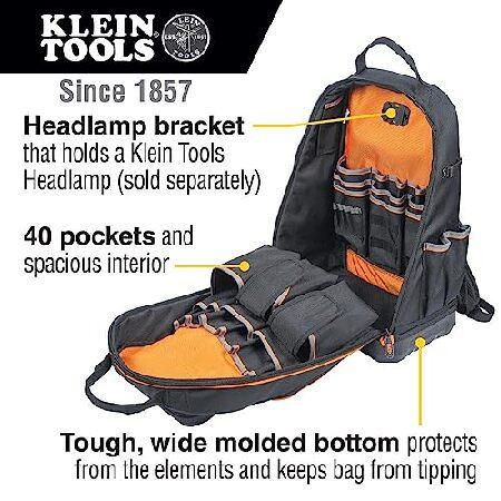 【並行輸入品】 Klein Tools 62800BP バックパック ツールバッグ Tradesman Pro 特大 40ポケット 電気工事士 現場用バックパック 成形底 充電ポート_1