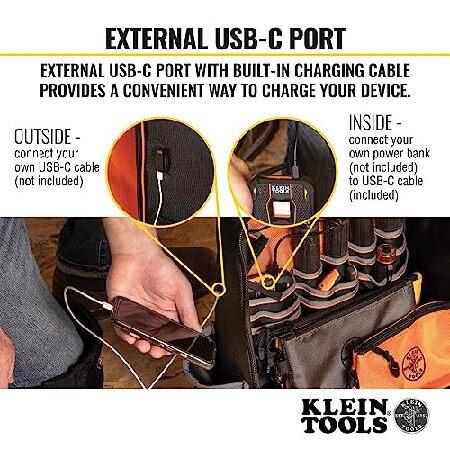【並行輸入品】 Klein Tools 62800BP バックパック ツールバッグ Tradesman Pro 特大 40ポケット 電気工事士 現場用バックパック 成形底 充電ポート_2