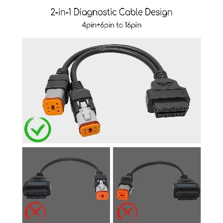確認用2 並行輸入品】 2 in 1 オートバイ Obd2 スキャナー診断アダプター