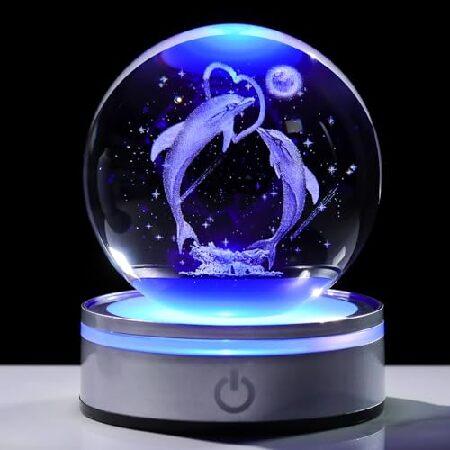 並行輸入品】 Movdyka イルカギフト 女性用 3Dクリスタルボール イルカ