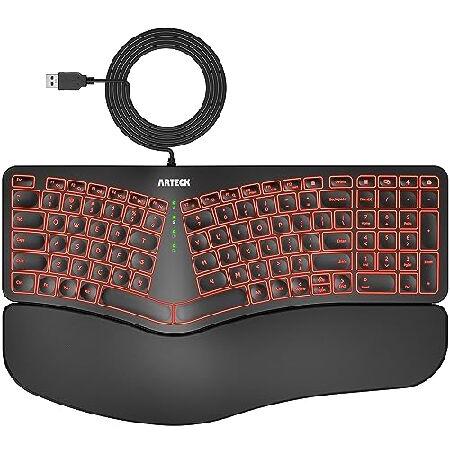 並行輸入品】 Arteck 人間工学 USB 有線キーボード クッション付き手首
