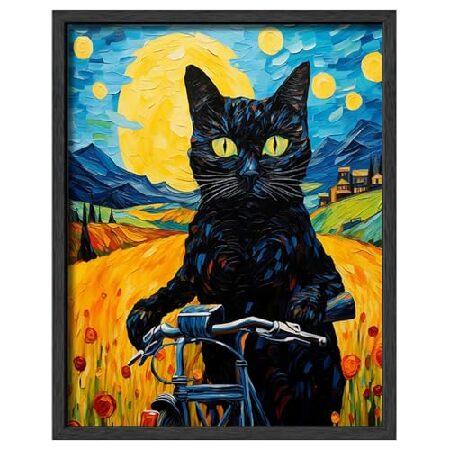 並行輸入品】 面白い黒猫が自転車に座っているウォールアート画像