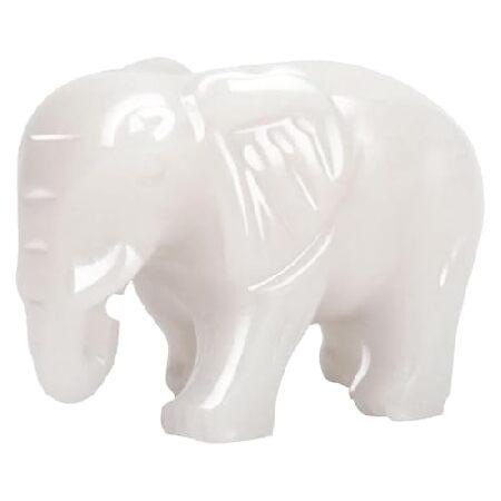並行輸入品】 gemshan 翡翠象像 動物の置物 2.75インチ 大きな白い翡翠 