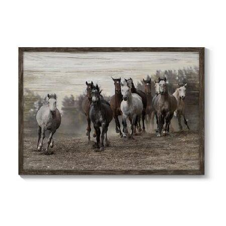 白馬 馬 走る 絵画 海で走る白馬のアート作品 ビーチで水を駆け抜ける