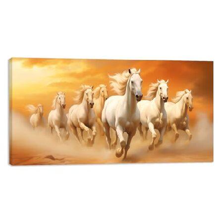 並行輸入品】 走る馬 キャンバスウォールアート、砂漠の7匹の走る馬の