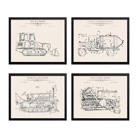 並行輸入品】 ポスター マスター 4ピース ビンテージ建設設計図