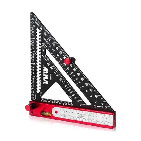 6-in-1 カーペンター スクエア 7インチ (1/8インチ精度) 垂木正方形多目的大工ツール:正方形、分度器、1/16インチ精密スチール定規、マーキングゲージ、Tベベル | ブランド登録なし