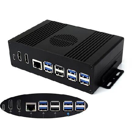 【並行輸入品】 多機能オールインワンミニコンピューターキット Raspberry Pi 5、Pi5 PCIeボックスと互換性ありアルミ合金ケース、PCIe to 4-CH USB3.2 | ブランド登録なし