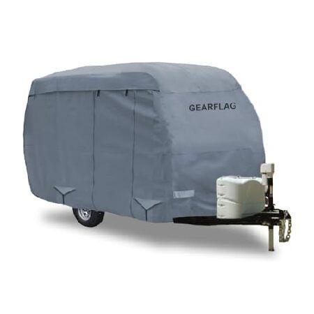 【並行輸入品】 GEARFLAG グラスファイバートラベルトレーラーキャンピングカーカバー 8~10フィート対応 多層 傷防止 ジッパーサイドパネル 強化防風ストラップ | ブランド登録なし