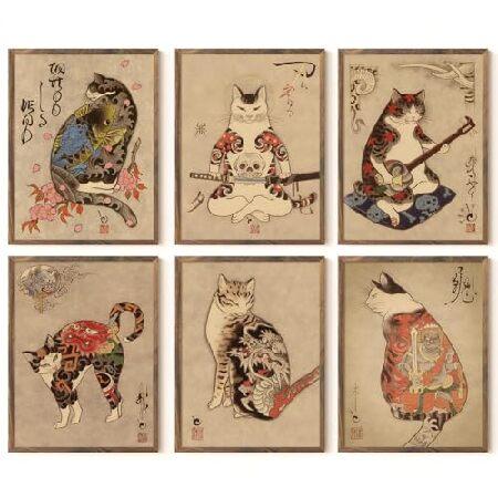 並行輸入品】 日本の猫の壁アート サムライキャット キャンバス 