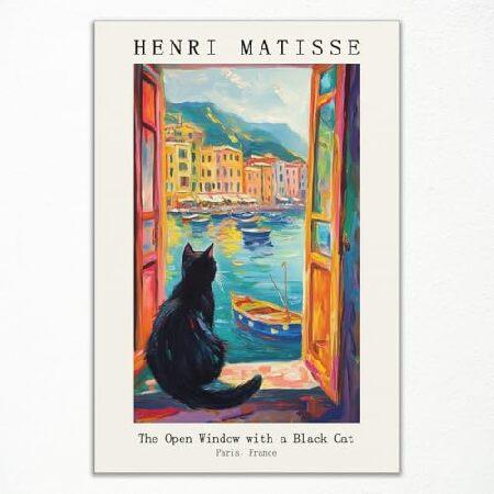 現代アート　アン・マレット　直筆サイン『WATER』キャンヴァスに油彩1025B 並行輸入品】 アンリ・マティスキャンバスウォールアート、マティス黒